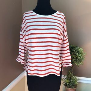 ⭐️ Madewell Striped 3/4 Sleeve Crewneck Shirt SMALL